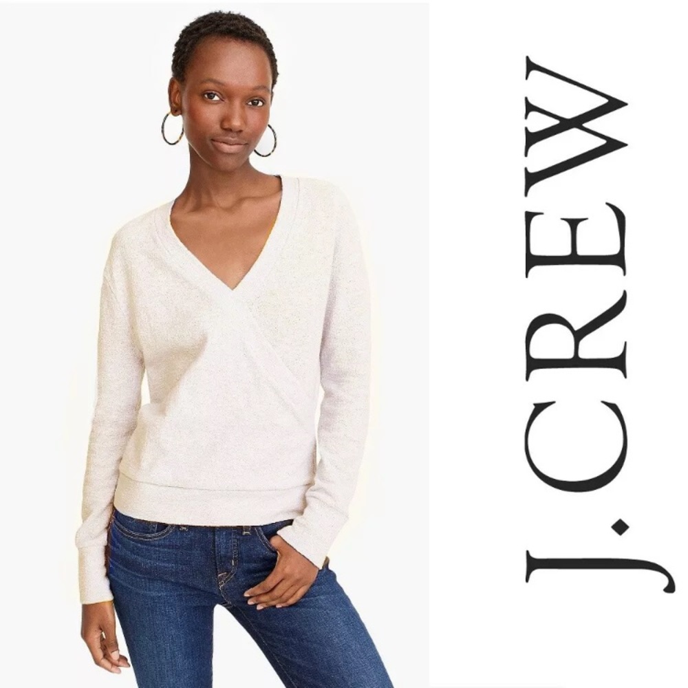 NWT J. Crew Faux Wrap Top in Textures Crepe Cream